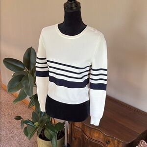 Lucy Paris Navy and White Crew Neck Sweater